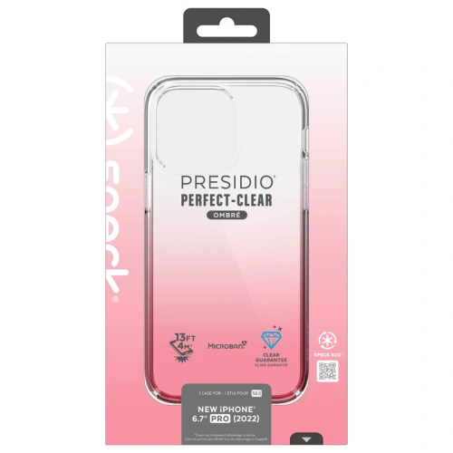Etui Speck Presidio Perfect-Clear Ombre MICROBAN Apple iPhone 14 Pro Max (Clear / Vintage Rose Fade)