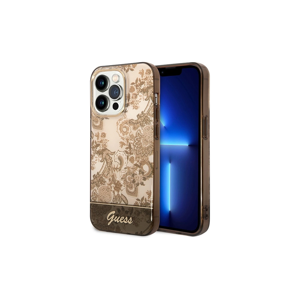Hurtownia GSM - Etui Guess GUHCP14LHGPLHC Apple iPhone 14 Pro okkersárga kemény tok Porcelain Collection - GUE1971 - {ean13} - Hurt