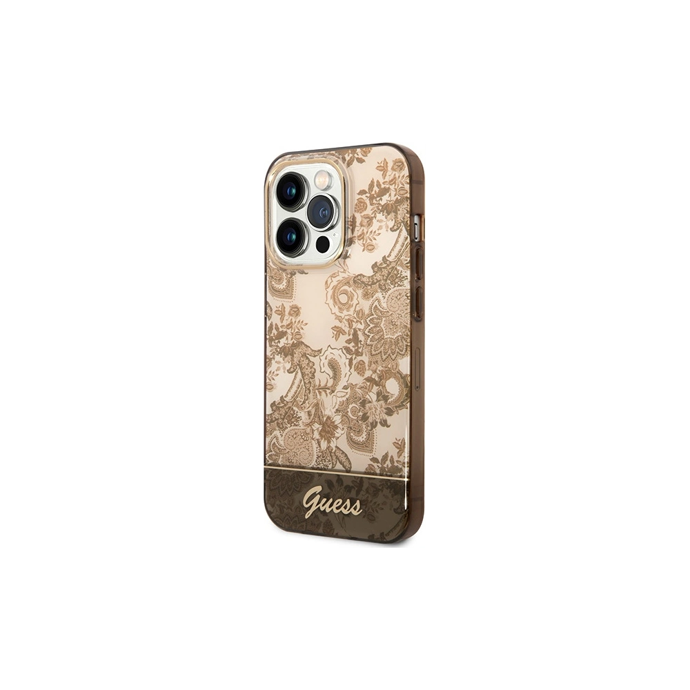 Hurtownia GSM - Etui Guess GUHCP14LHGPLHC Apple iPhone 14 Pro okkersárga kemény tok Porcelain Collection - GUE1971 - {ean13} - Hurt