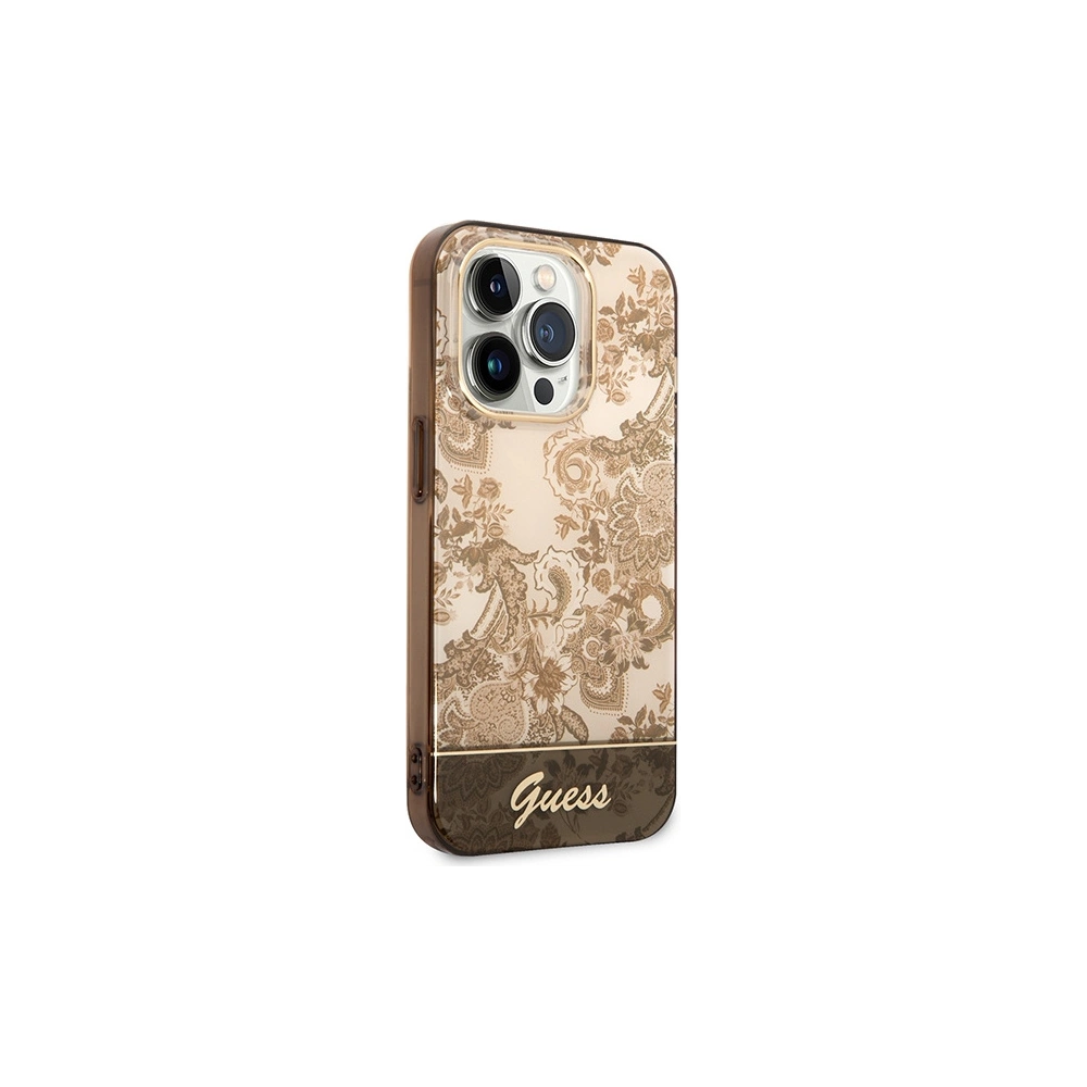 Hurtownia GSM - Etui Guess GUHCP14LHGPLHC Apple iPhone 14 Pro okkersárga kemény tok Porcelain Collection - GUE1971 - {ean13} - Hurt