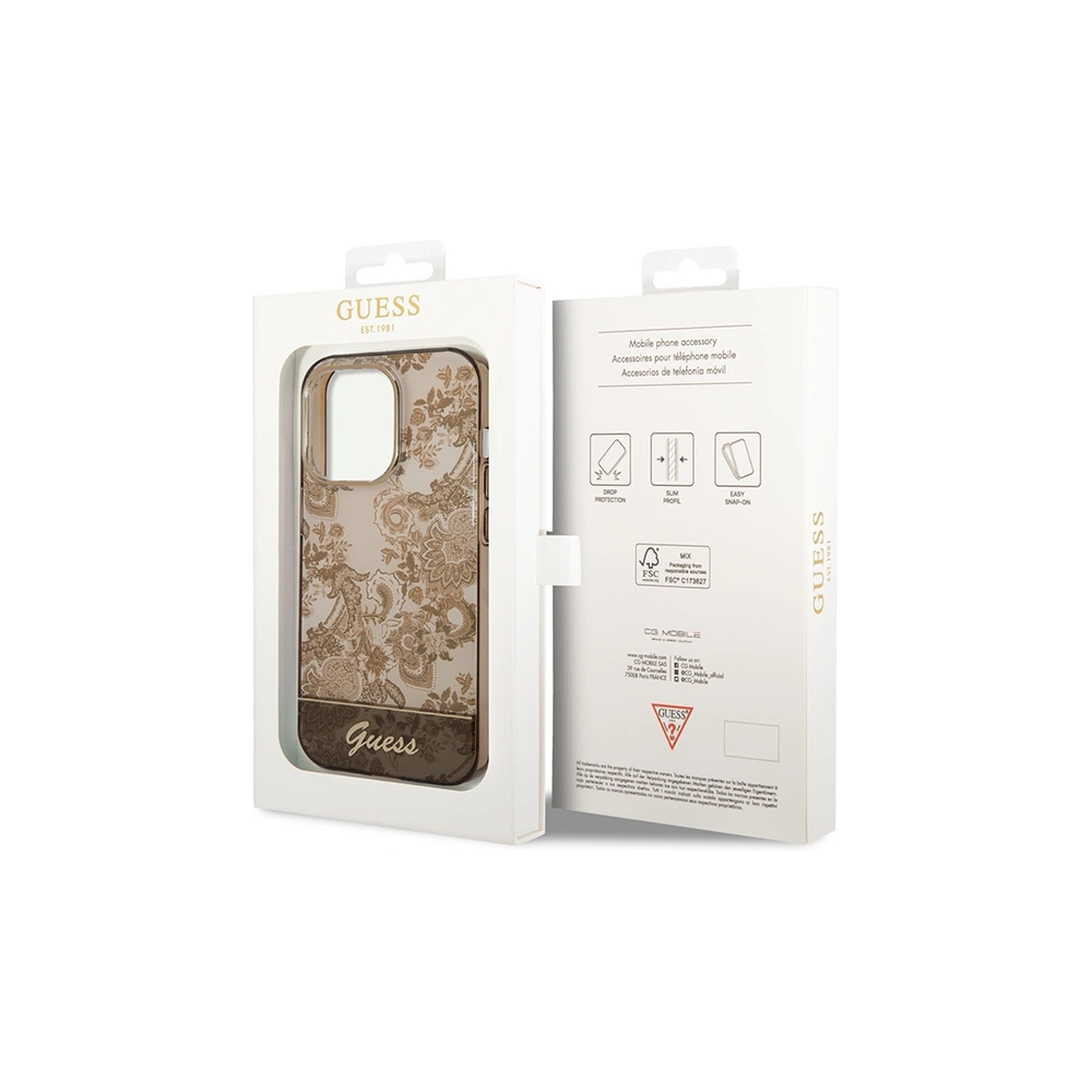 Hurtownia GSM - Etui Guess GUHCP14LHGPLHC Apple iPhone 14 Pro okkersárga kemény tok Porcelain Collection - GUE1971 - {ean13} - Hurt