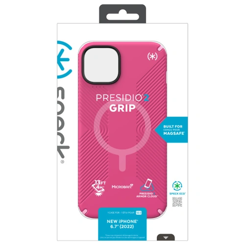 Etui Speck Presidio2 Grip MagSafe MICROBAN Apple iPhone 14 Plus / 15 Plus (Digitalpink / Blossompink / White)