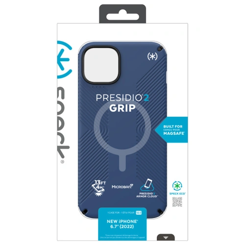 Etui Speck Presidio2 Grip MagSafe MICROBAN Apple iPhone 14 Plus / 15 Plus (Coastal Blue / Black / White)