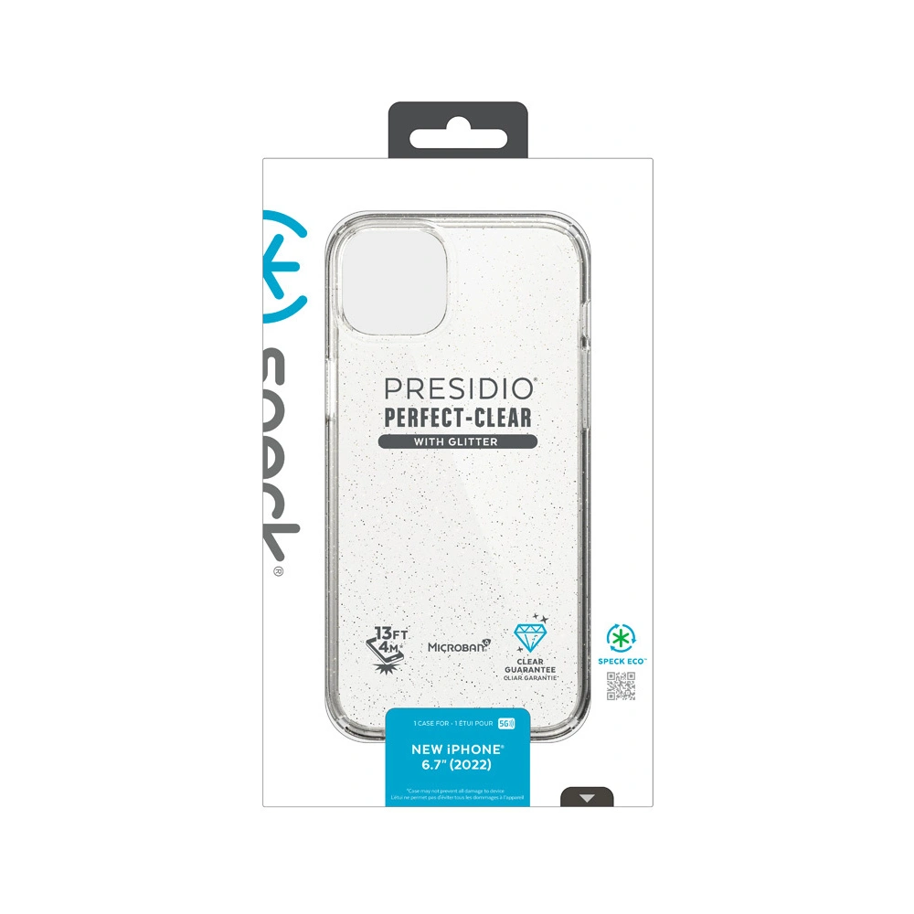 Hurtownia GSM - Etui Speck Presidio Perfect-Clear Glitter MICROBAN Apple iPhone 14 Plus / 15 Plus (Čirý / Zlatý třpyt) - SPK390 - {ean13} - Hurt
