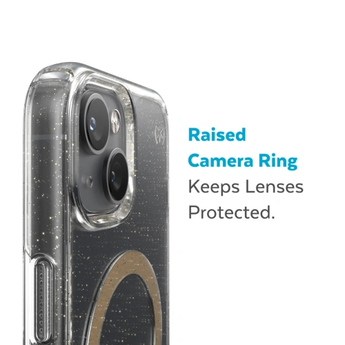 Etui Speck Presidio Perfect-Clear Glitter MagSafe MICROBAN Apple iPhone 14 Plus / 15 Plus (Clear / Gold Glitter)