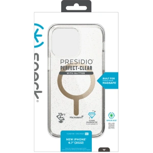 Hurtownia GSM - Etui Speck Presidio Perfect-Clear Glitter MagSafe MICROBAN Apple iPhone 14 Plus / 15 Plus (Čiré / Zlaté třpytky) - SPK391 - {ean13} - Hurt