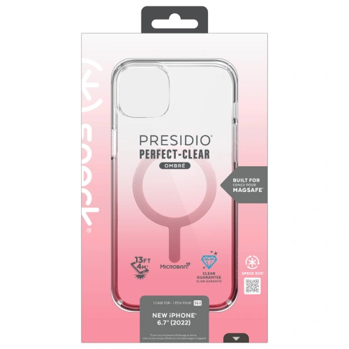 Etui Speck Presidio Perfect-Clear Ombre MagSafe MICROBAN Apple iPhone 14 Plus / 15 Plus (Clear / Vintage Rose Fade)