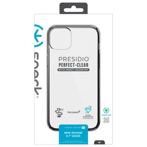 Etui Speck Presidio Perfect-Clear Impact Geometry MICROBAN Apple iPhone 14 Plus / 15 Plus (Clear / Black)