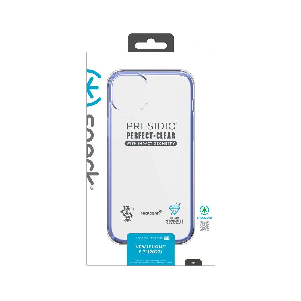Wholesale Speck Presidio Perfect-Clear Impact Geometry MICROBAN Apple iPhone 14 Plus / 15 Plus (Clear / Grounded Purple) - SPK395 - {ean13} - Hurt