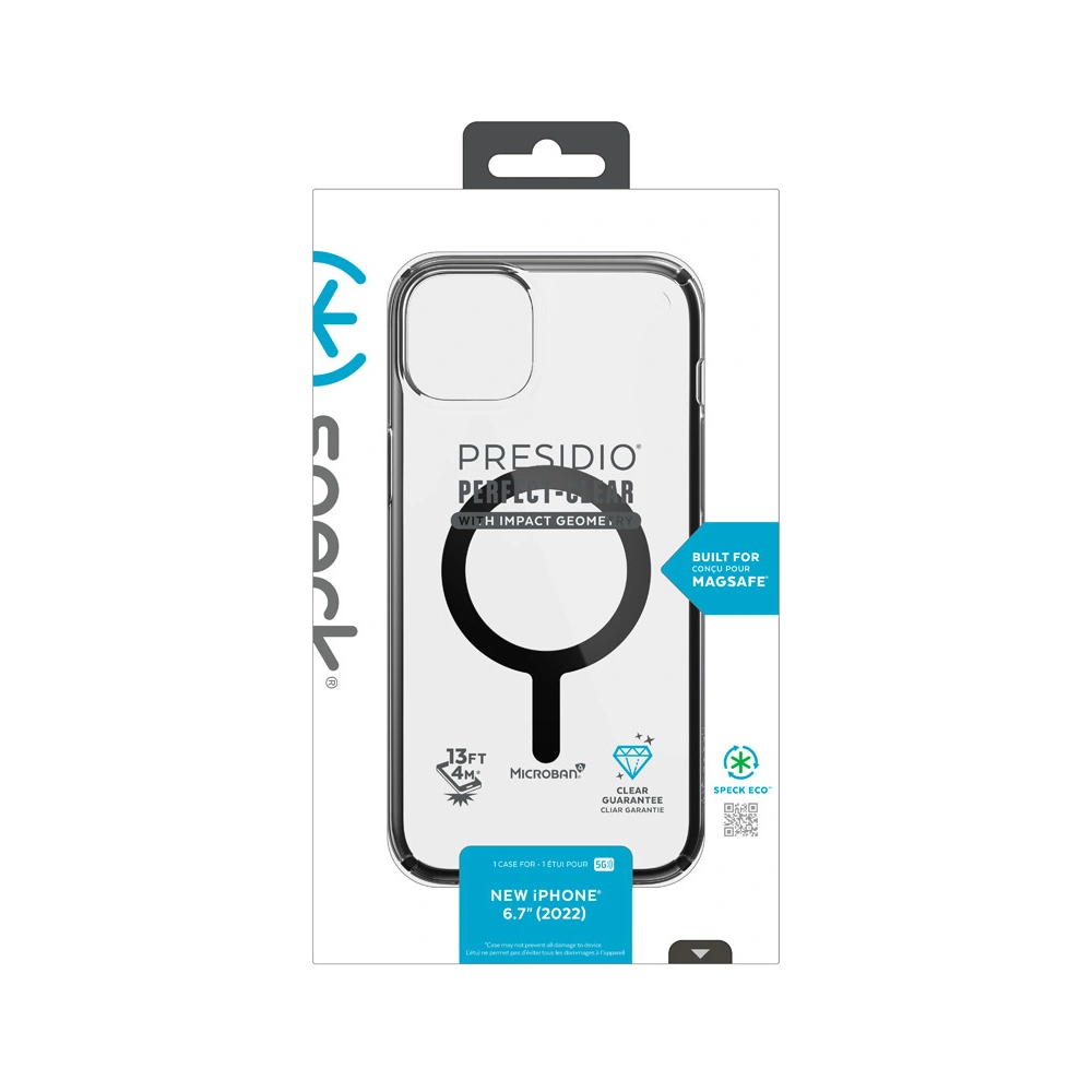 Hurtownia GSM - Etui Speck Presidio Perfect-Clear Impact Geometry MagSafe MICROBAN Apple iPhone 14 Plus / 15 Plus (Čiré / Černé) - SPK396 - {ean13} - Hurt