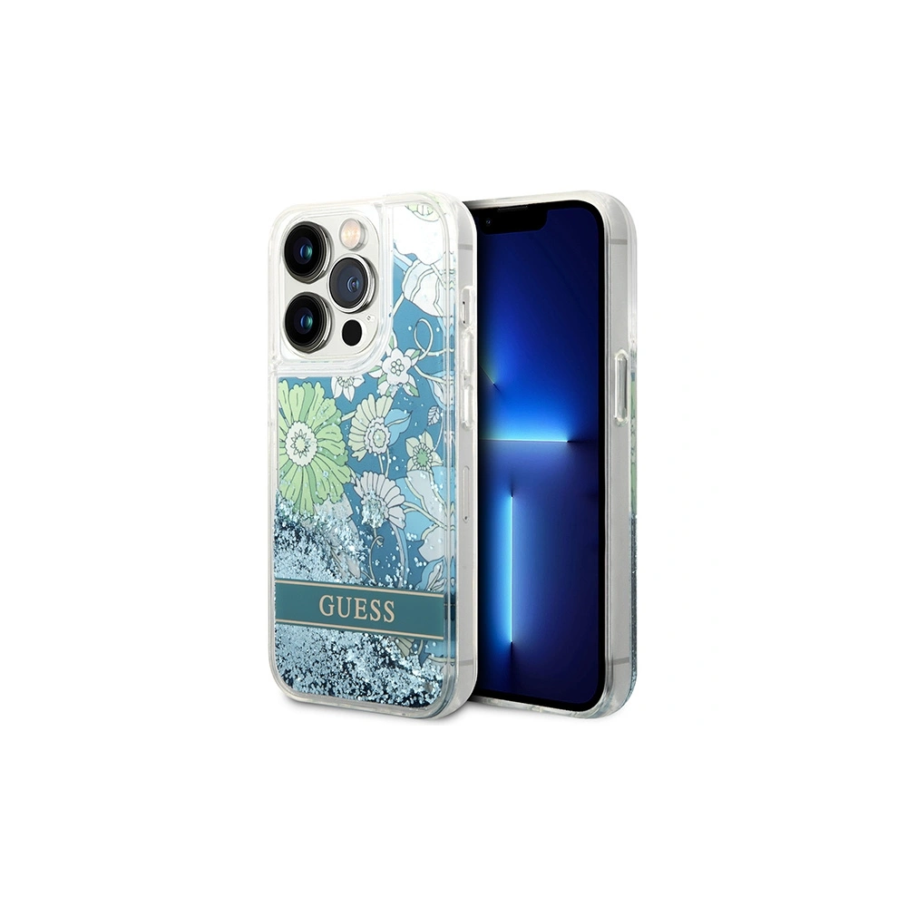 Hurtownia GSM - Etui Guess GUHCP14LLFLSN Apple iPhone 14 Pro zöld/green hardcase Flower Liquid Glitter - GUE1976 - {ean13} - Hurt