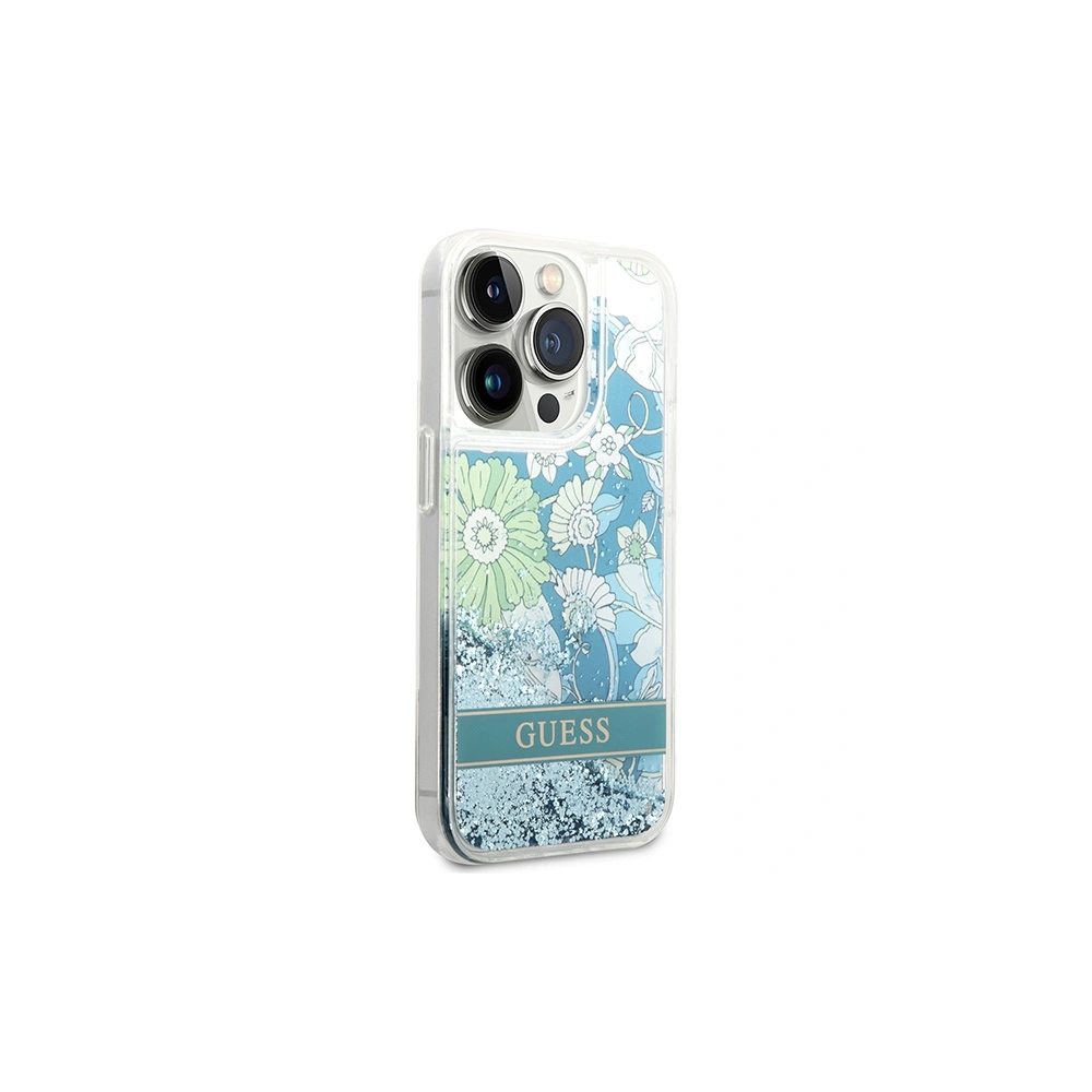 Hurtownia GSM - Etui Guess GUHCP14LLFLSN Apple iPhone 14 Pro verde/green hardcase Flower Liquid Glitter - GUE1976 - {ean13} - Hurt