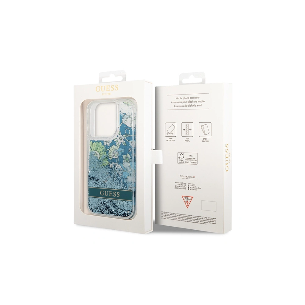 Hurtownia GSM - Etui Guess GUHCP14LLFLSN Apple iPhone 14 Pro verde/green hardcase Flower Liquid Glitter - GUE1976 - {ean13} - Hurt