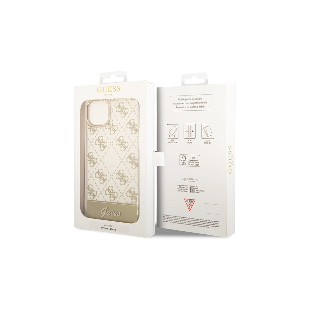 Hurtownia GSM - Etui Guess GUHCP14MHG4MHG Apple iPhone 14 Plus / 15 Plus arany/hardcase 4G Pattern Script - GUE1984 - {ean13} - Hurt