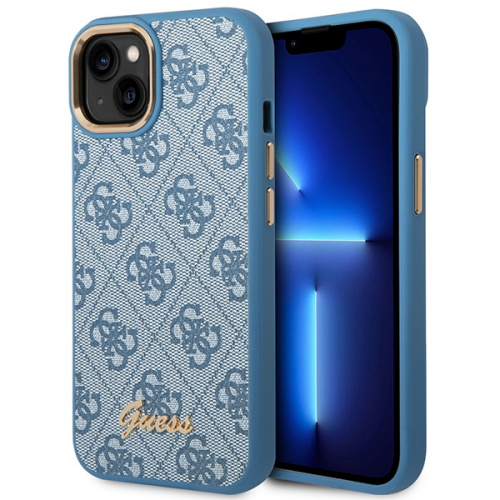 Guess Distributor - 3666339065294 - GUE1986 - Guess GUHCP14MHG4SHB Apple iPhone 14 Plus / 15 Plus blue hard case 4G Vintage Gold Logo - B2B homescreen