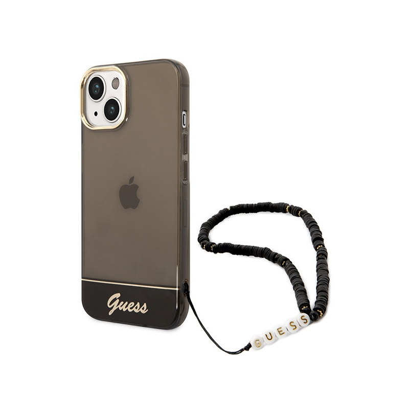 Guess Distributor - 3666339064174 - GUE1988 - Guess GUHCP14MHGCOHK Apple iPhone 14 Plus / 15 Plus black hardcase Translucent Pearl Strap - B2B homescreen