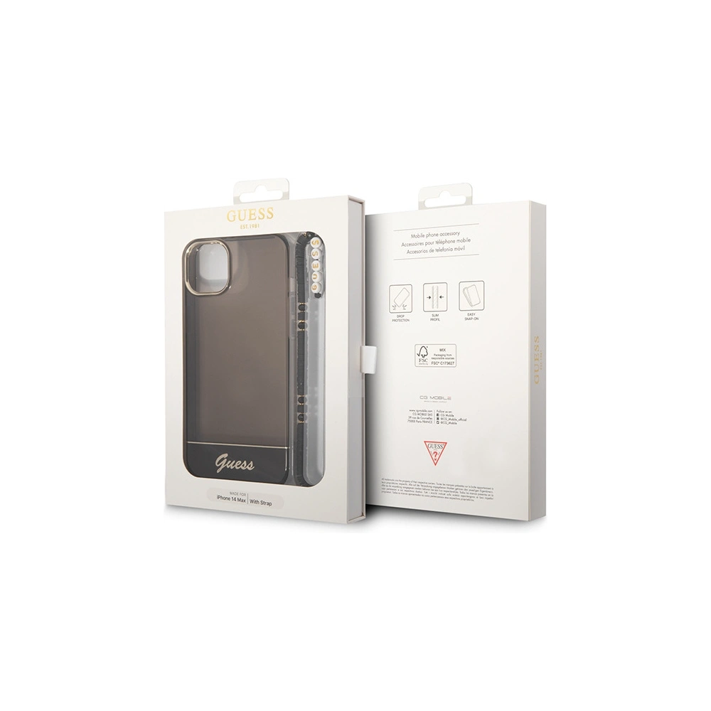 Hurtownia GSM - Etui Guess GUHCP14MHGCOHK Apple iPhone 14 Plus / 15 Plus černý/black hardcase Translucent Pearl Strap - GUE1988 - {ean13} - Hurt