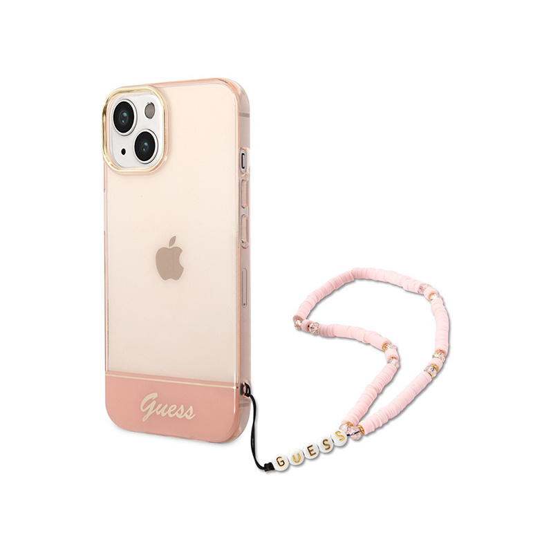 Guess Distributor - 3666339064297 - GUE1989 - Guess GUHCP14MHGCOHP Apple iPhone 14 Plus / 15 Plus pink hardcase Translucent Pearl Strap - B2B homescreen