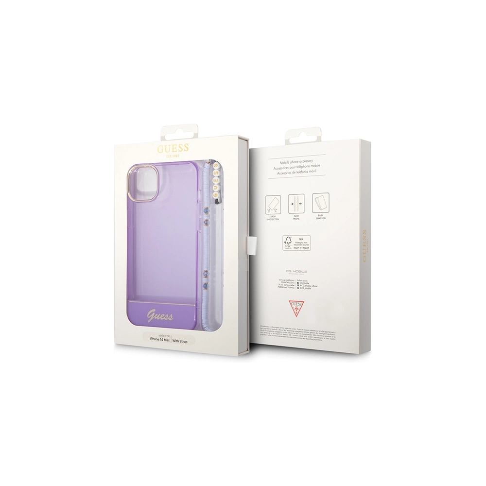 Hurtownia GSM - Etui Guess GUHCP14MHGCOHU Apple iPhone 14 Plus / 15 Plus violet/purple hardcase Translucent Pearl Strap - GUE1990 - {ean13} - Hurt