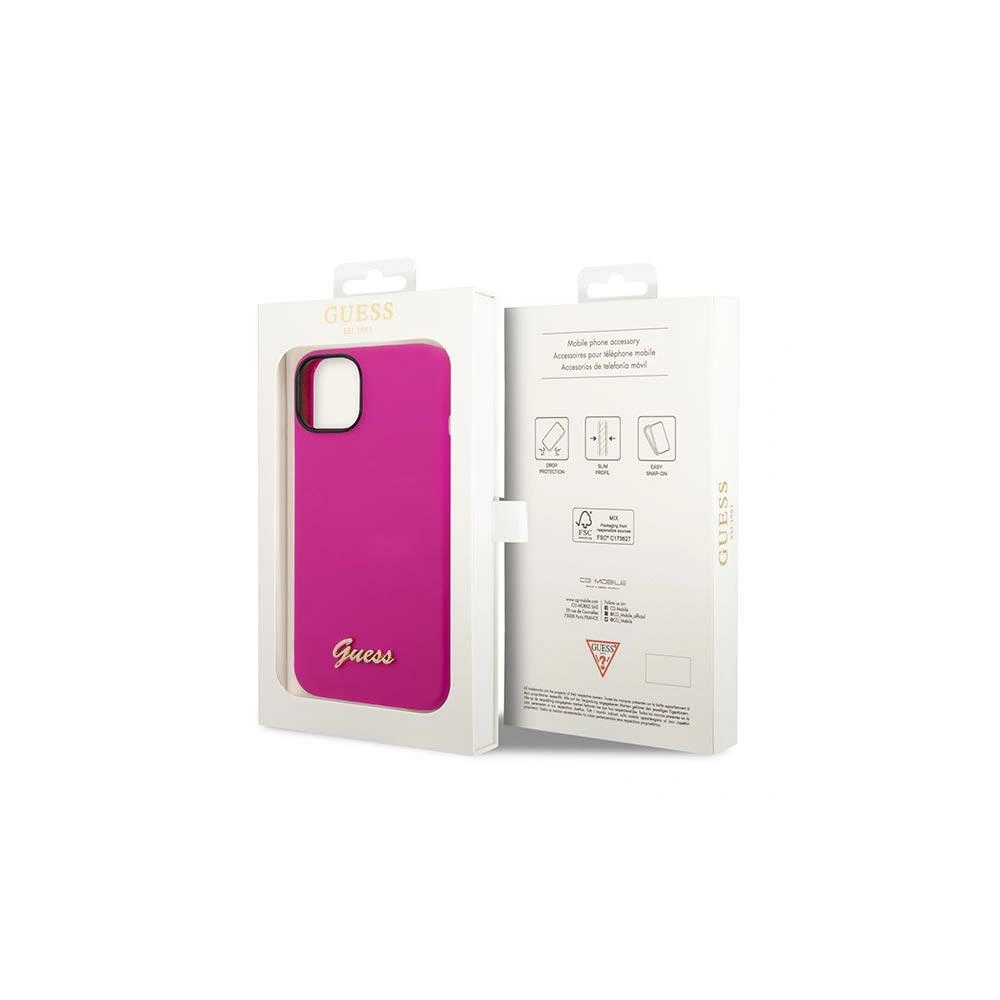 Hurtownia GSM - Case Guess GUHCP14MSLSMF Apple iPhone 14 Plus / 15 Plus fuchsie/hard case Silikon Vintage Gold Logo - GUE2001 - {ean13} - Hurt