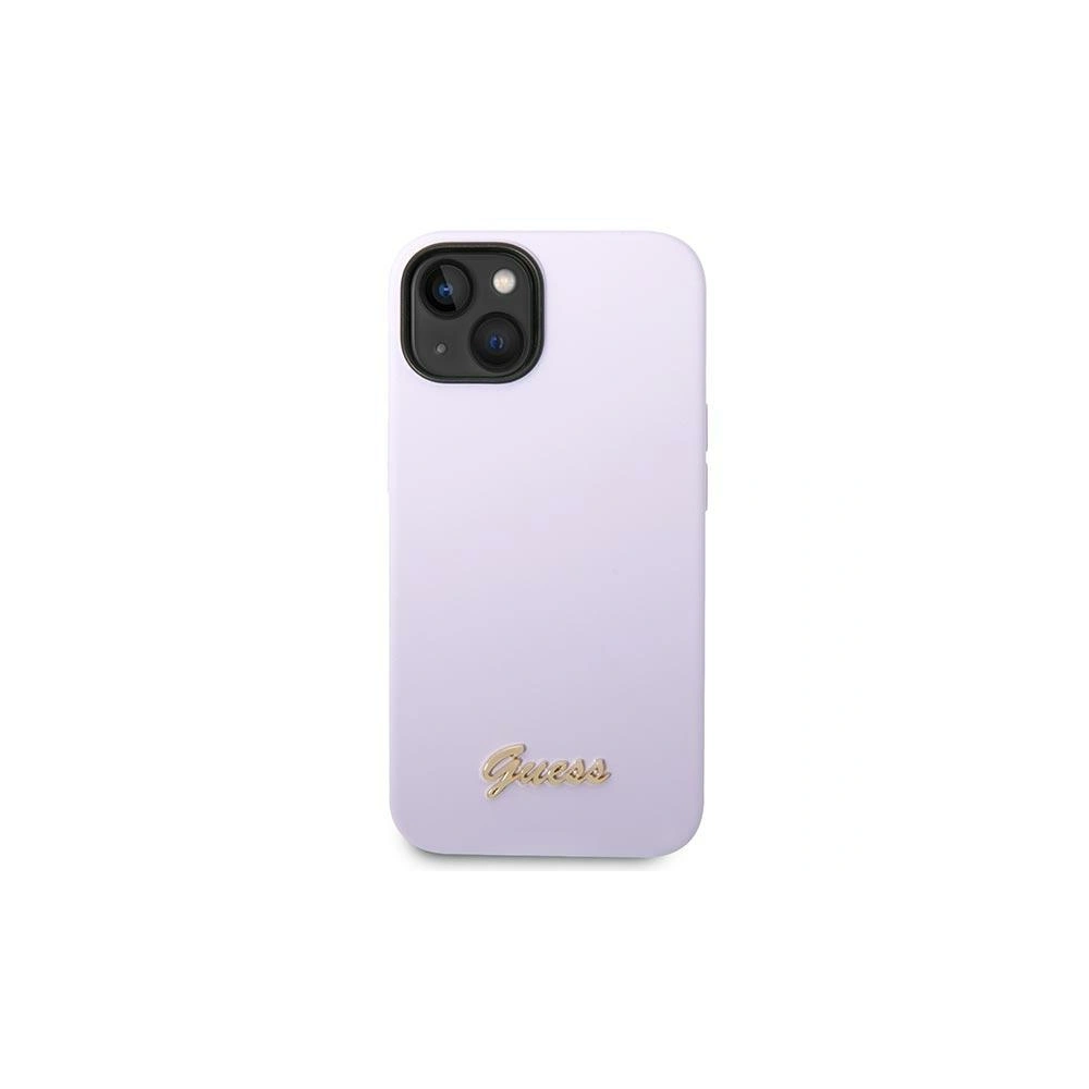 Wholesale Guess GUHCP14MSLSMU Apple iPhone 14 Plus / 15 Plus purple hard case Silicone Vintage Gold Logo - GUE2002 - {ean13} - Hurt