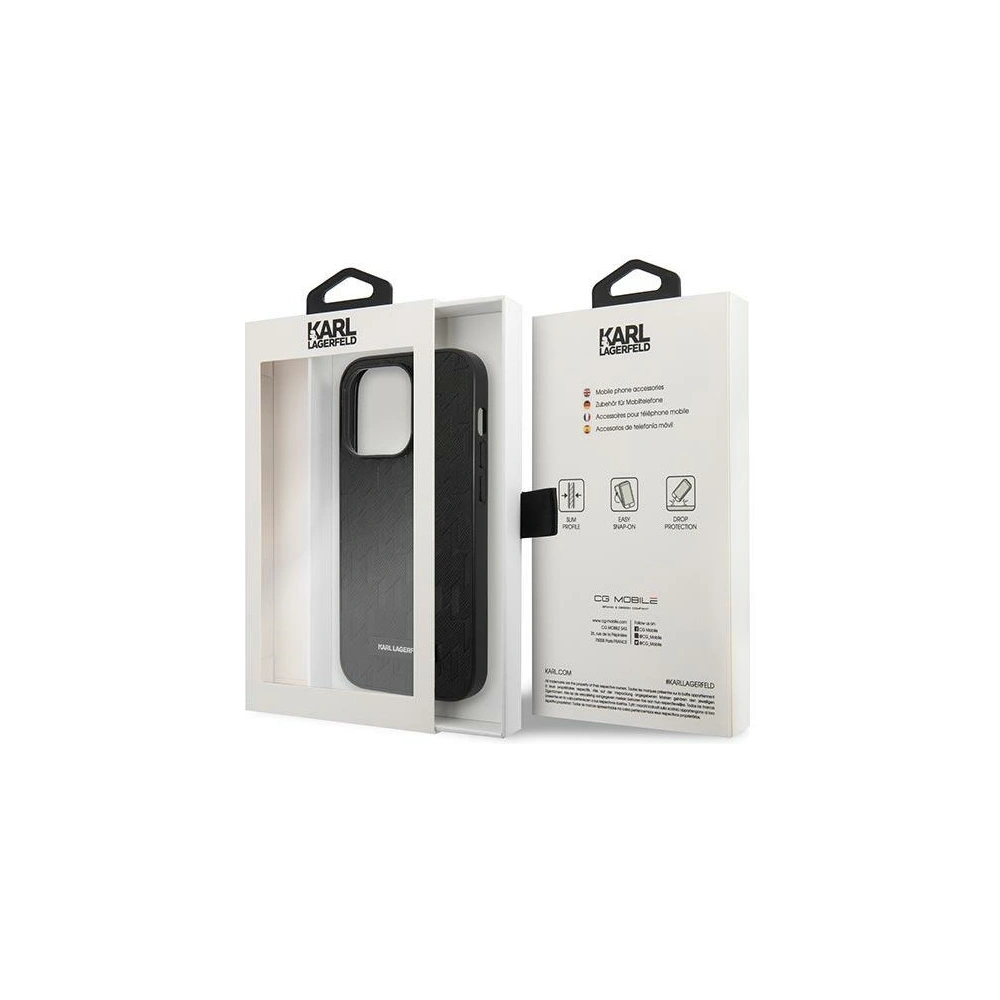 Hurtownia GSM - Case Karl Lagerfeld KLHCP14XSAKLHPK Apple iPhone 14 Pro Max Hardcase schwarz/black Saffiano Mono Metall-Logo - KLD1071 - {ean13} - Hurt