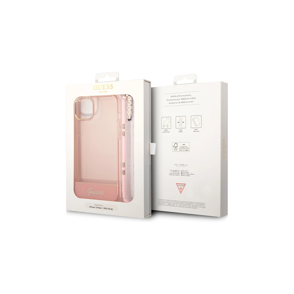 Hurtownia GSM - Etui Guess GUHCP14SHGCOHP Apple iPhone 14 różowy/pink hardcase Translucent Pearl Strap - GUE2011 - {ean13} - Hurt