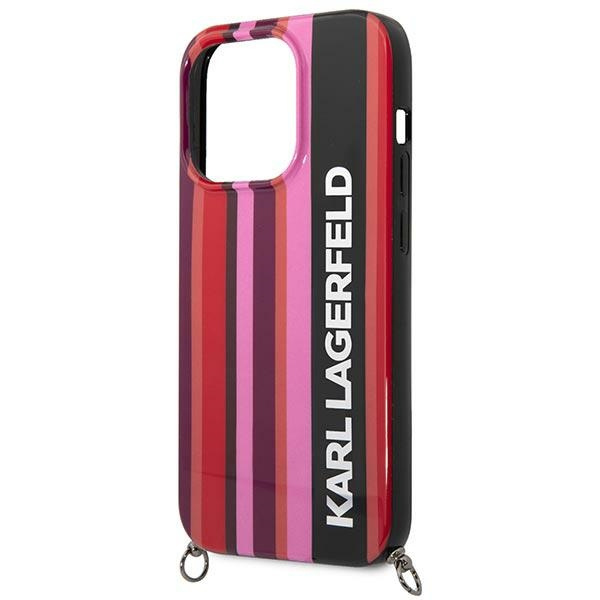 Kryt Karl Lagerfeld KLHCP14XSTSTP Apple iPhone 14 Pro Max hardcase pink Color Stripes Strap