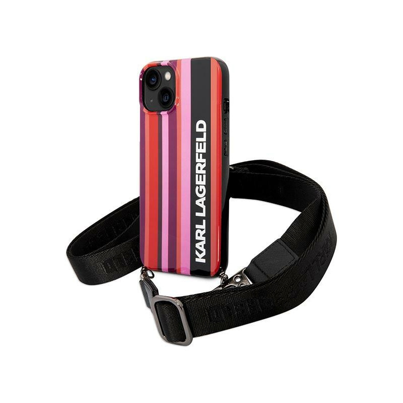 Karl Lagerfeld Distributor - 3666339094201 - KLD1044 - Karl Lagerfeld KLHCP14MSTSTP Apple iPhone 14 Plus / 15 Plus hardcase pink Color Stripes Strap - B2B homescreen