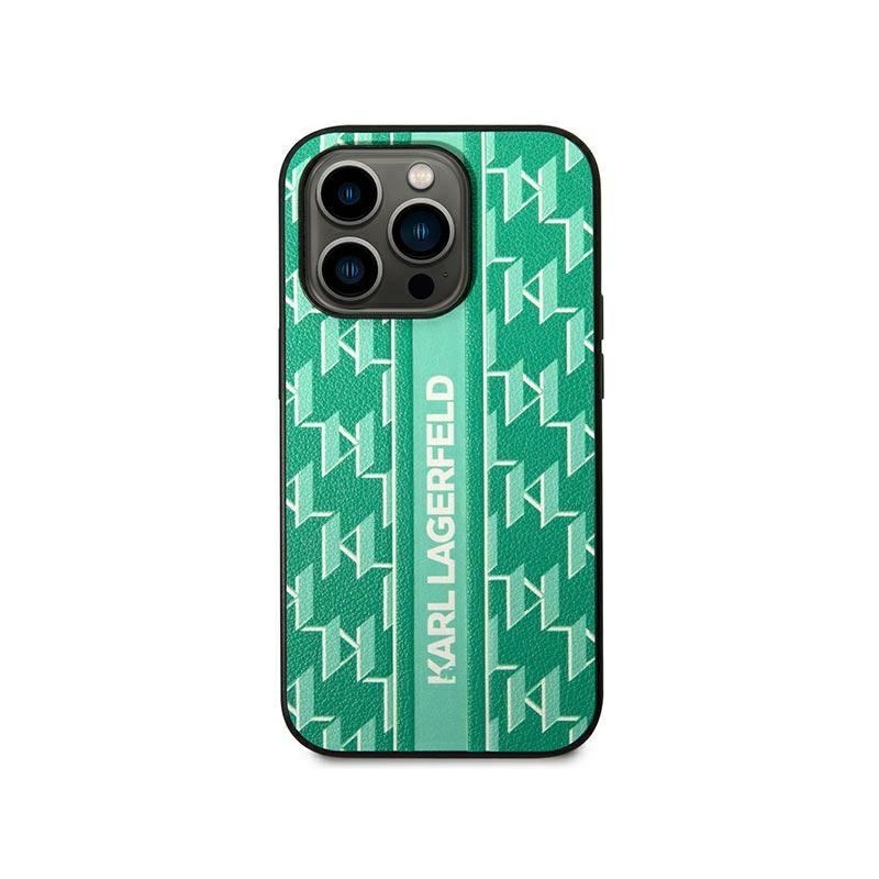 Karl Lagerfeld Distributor - 3666339084974 - KLD1041 - Karl Lagerfeld KLHCP14MPGKLSKN Apple iPhone 14 Plus / 15 Plus hardcase green Monogram Stripe - B2B homescreen