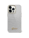 Etui Guess GUHCP14LHGCRHS Apple iPhone 14 Pro stříbrný/silver hardcase Croco Collection