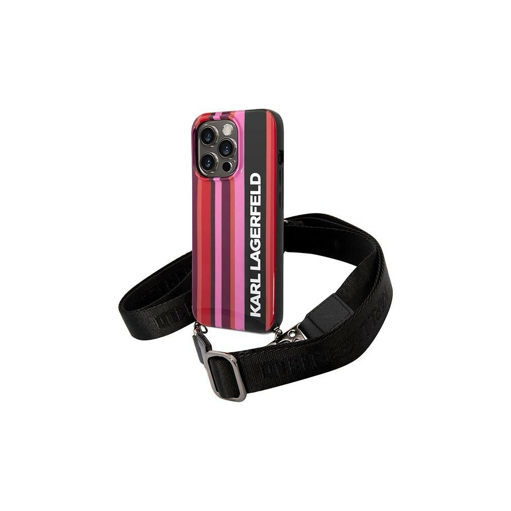 Wholesale Karl Lagerfeld KLHCP14LSTSTP Apple iPhone 14 Pro hardcase pink Color Stripes Strap - KLD1032 - {ean13} - Hurt