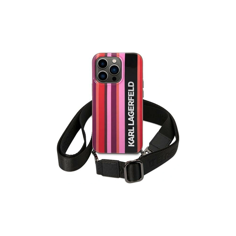 Hurtownia GSM - Etui Karl Lagerfeld KLHCP14LSTSTP Apple iPhone 14 Pro hardcase růžový/pink Color Stripes Strap - KLD1032 - {ean13} - Hurt