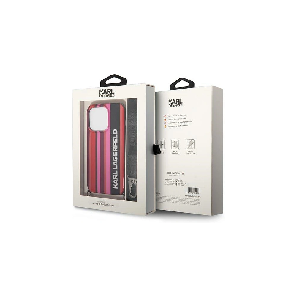 Hurtownia GSM - Etui Karl Lagerfeld KLHCP14LSTSTP Apple iPhone 14 Pro hardcase růžový/pink Color Stripes Strap - KLD1032 - {ean13} - Hurt