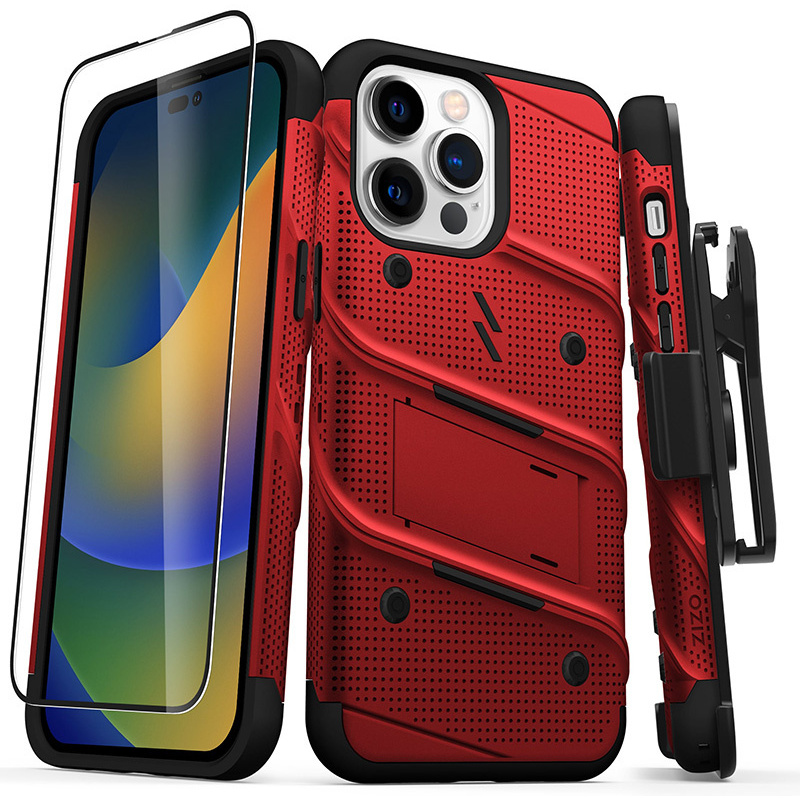 Zizo Distributor - 888488338507 - ZIZ106 - ZIZO BOLT Series Apple iPhone 14 Pro Max with tempered glass (Red) - B2B homescreen