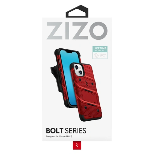 Etui ZIZO BOLT Series Apple iPhone 14 + szkło (czerwony)