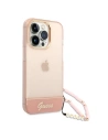 Wholesale Guess GUHCP14XHGCOHP Apple iPhone 14 Pro Max pink hardcase Translucent Pearl Strap - GUE2030 - {ean13} - Hurt