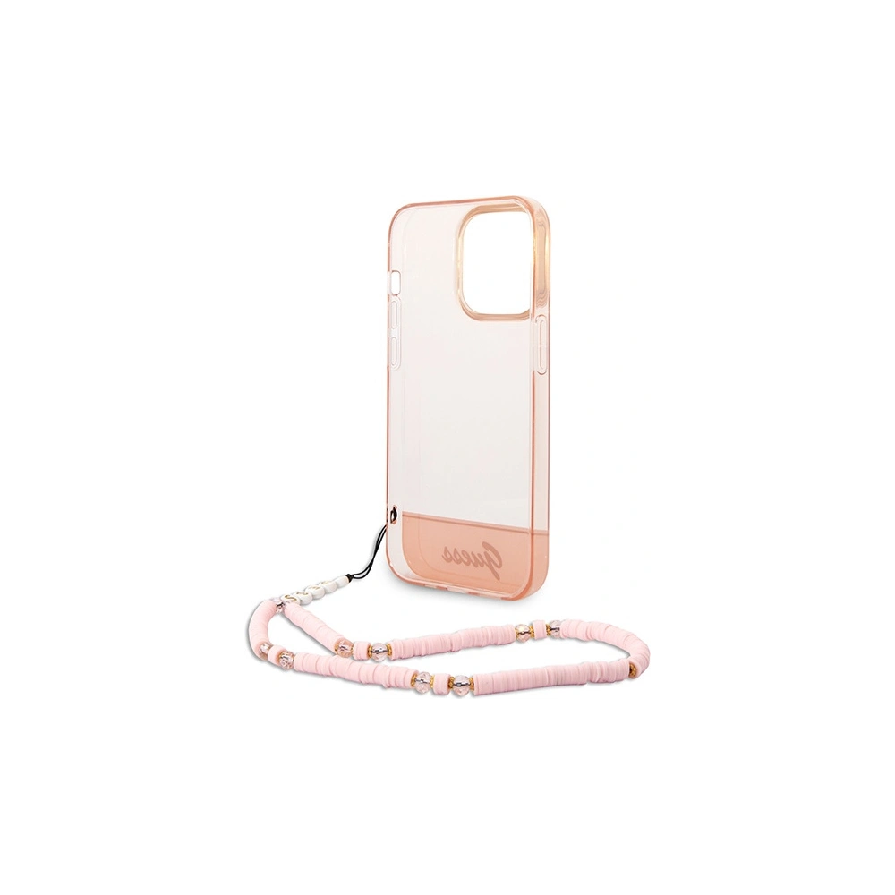 Wholesale Guess GUHCP14XHGCOHP Apple iPhone 14 Pro Max pink hardcase Translucent Pearl Strap - GUE2030 - {ean13} - Hurt