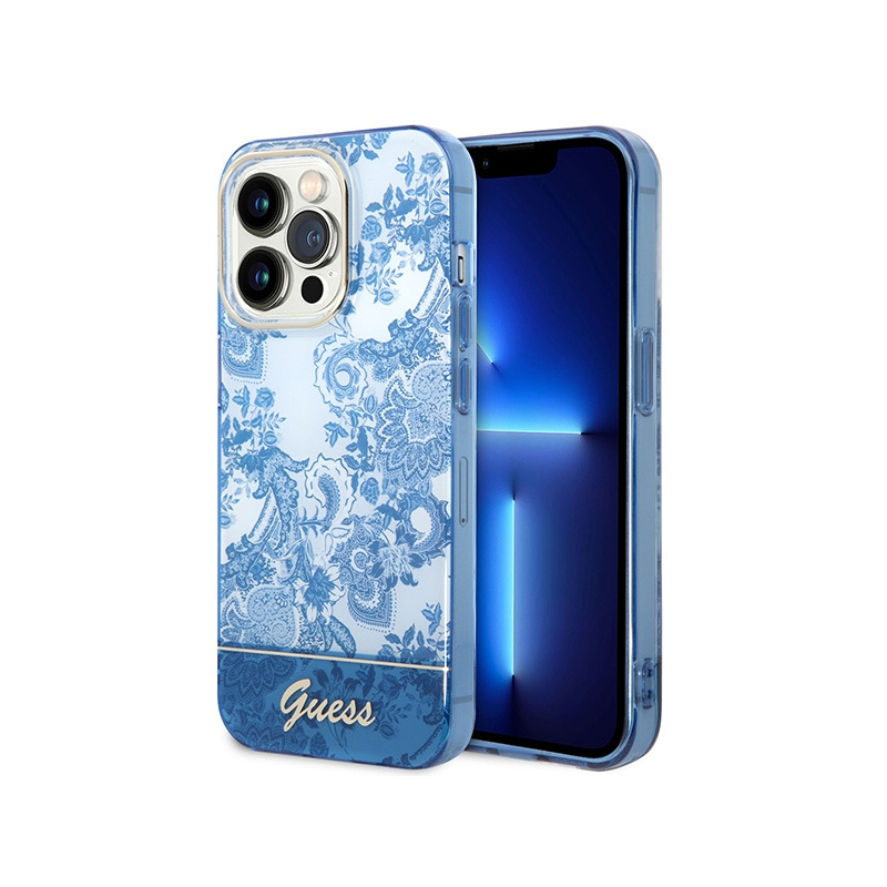 Guess Distributor - 3666339064358 - GUE2035 - Guess GUHCP14XHGPLHB Apple iPhone 14 Pro Max blue hardcase Porcelain Collection - B2B homescreen