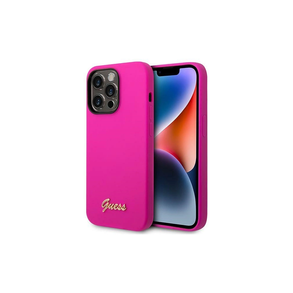 Hurtownia GSM - Etui Guess GUHCP14XSLSMF Apple iPhone 14 Pro Max fuchsie/fuksie tvrdý kryt silikonové vintage zlaté logo - GUE2037 - {ean13} - Hurt