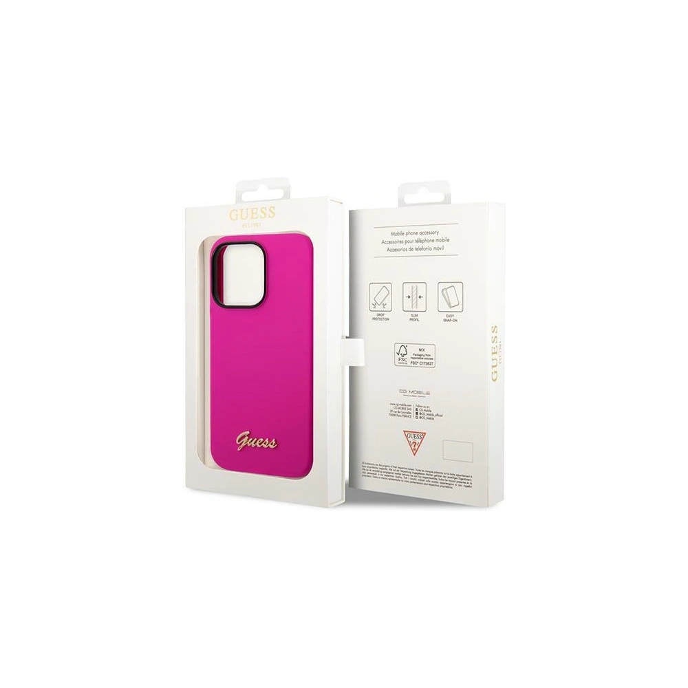 Hurtownia GSM - Etui Guess GUHCP14XSLSMF Apple iPhone 14 Pro Max fuchsie/fuksie tvrdý kryt silikonové vintage zlaté logo - GUE2037 - {ean13} - Hurt