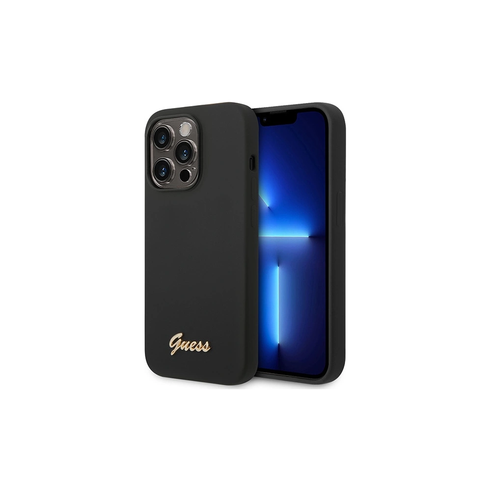 Hurtownia GSM - Case Guess GUHCP14XSLSMK Apple iPhone 14 Pro Max schwarz/black Hardcase Silikon Vintage Gold Logo - GUE2038 - {ean13} - Hurt