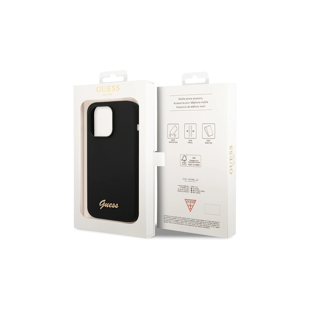 Hurtownia GSM - Case Guess GUHCP14XSLSMK Apple iPhone 14 Pro Max schwarz/black Hardcase Silikon Vintage Gold Logo - GUE2038 - {ean13} - Hurt