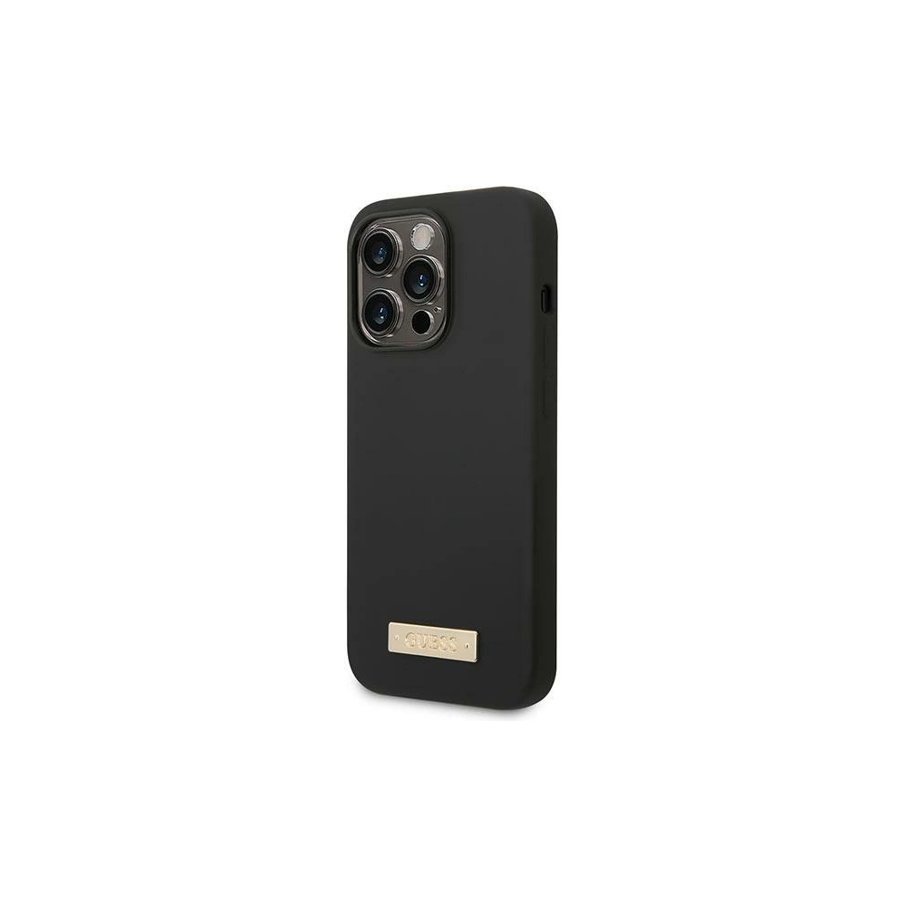 Hurtownia GSM - Etui Guess GUHMP14LSBPLK Apple iPhone 14 Pro negru/black hard case Silicone Logo Plate MagSafe - GUE2043 - {ean13} - Hurt
