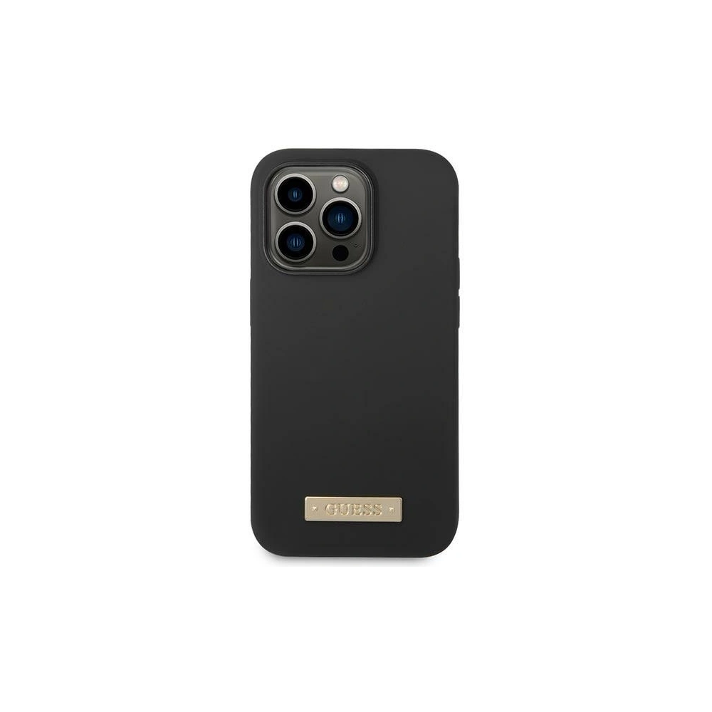 Hurtownia GSM - Etui Guess GUHMP14LSBPLK Apple iPhone 14 Pro negru/black hard case Silicone Logo Plate MagSafe - GUE2043 - {ean13} - Hurt