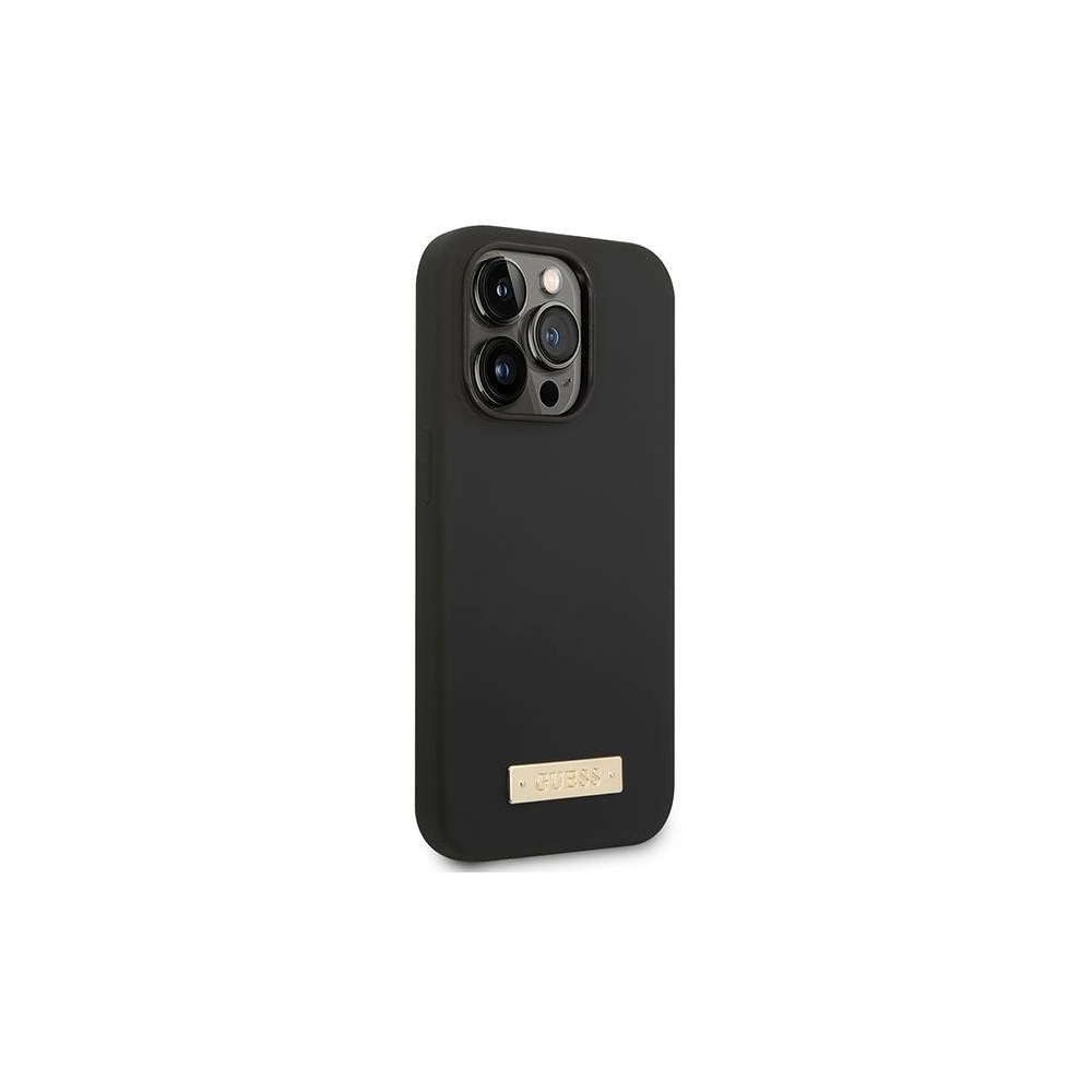 Hurtownia GSM - Etui Guess GUHMP14LSBPLK Apple iPhone 14 Pro negru/black hard case Silicone Logo Plate MagSafe - GUE2043 - {ean13} - Hurt