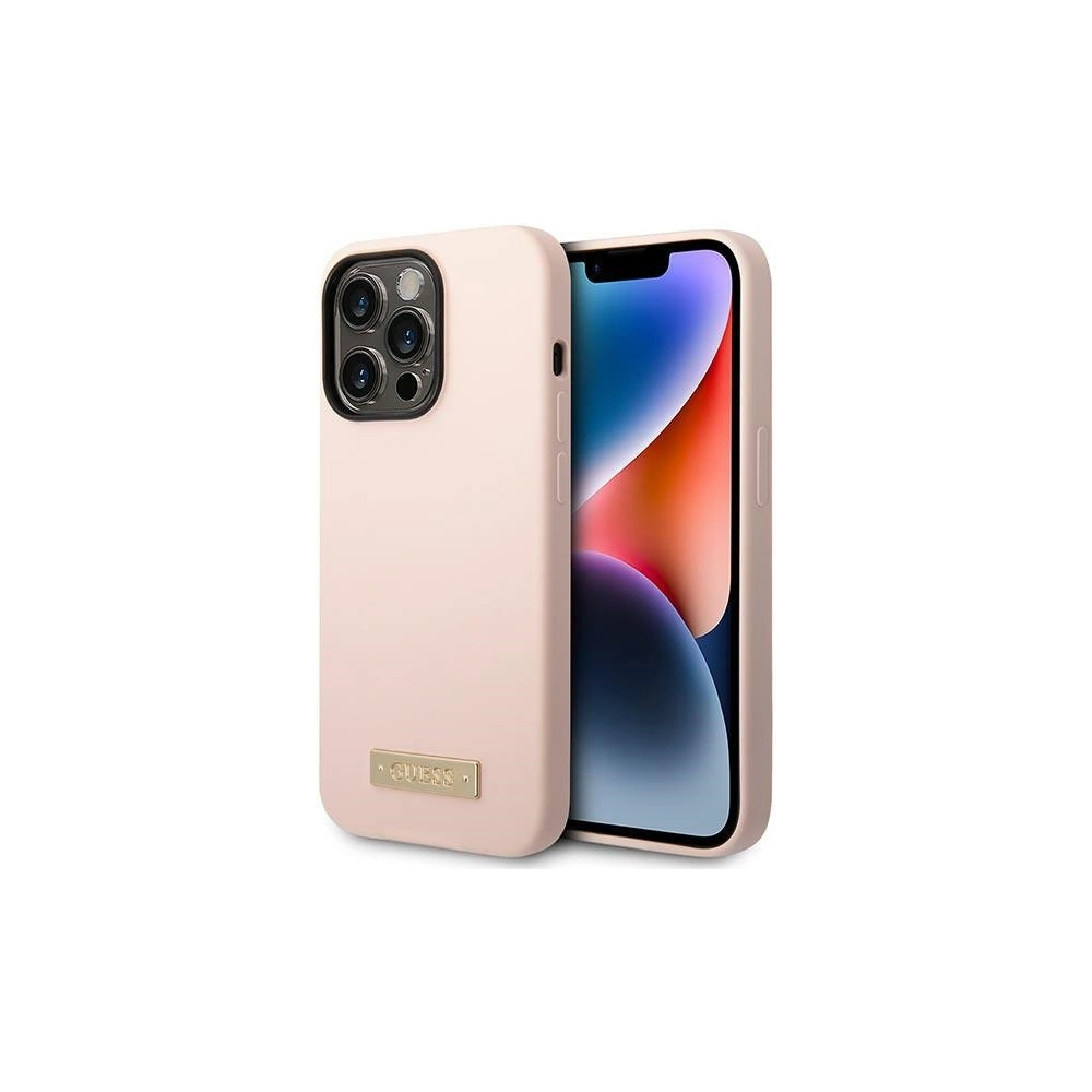 Hurtownia GSM - Case Guess GUHMP14LSBPLP Apple iPhone 14 Pro rosa/pink Hartschale Silikon Logo Platte MagSafe - GUE2044 - {ean13} - Hurt