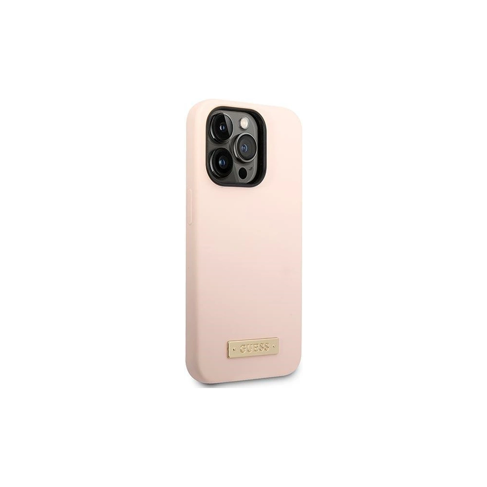 Hurtownia GSM - Case Guess GUHMP14LSBPLP Apple iPhone 14 Pro rosa/pink Hartschale Silikon Logo Platte MagSafe - GUE2044 - {ean13} - Hurt