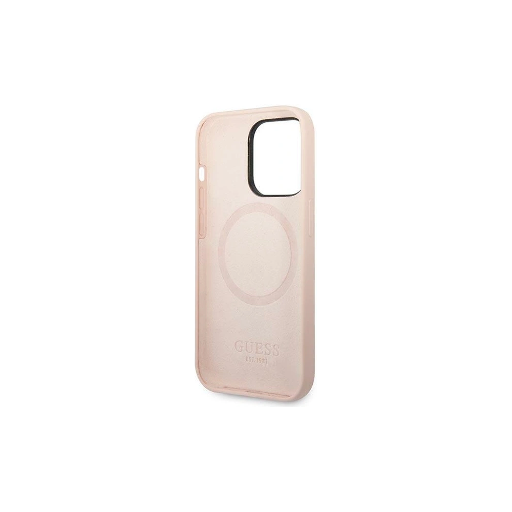 Hurtownia GSM - Etui Guess GUHMP14LSBPLP Apple iPhone 14 Pro roz/roz hard case Silicone Logo Plate MagSafe - GUE2044 - {ean13} - Hurt