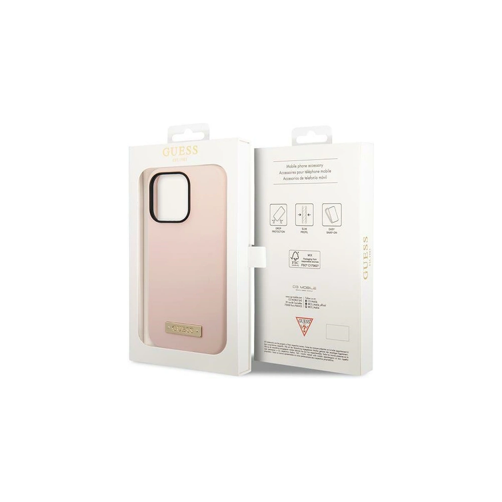 Hurtownia GSM - Case Guess GUHMP14LSBPLP Apple iPhone 14 Pro rosa/pink Hartschale Silikon Logo Platte MagSafe - GUE2044 - {ean13} - Hurt